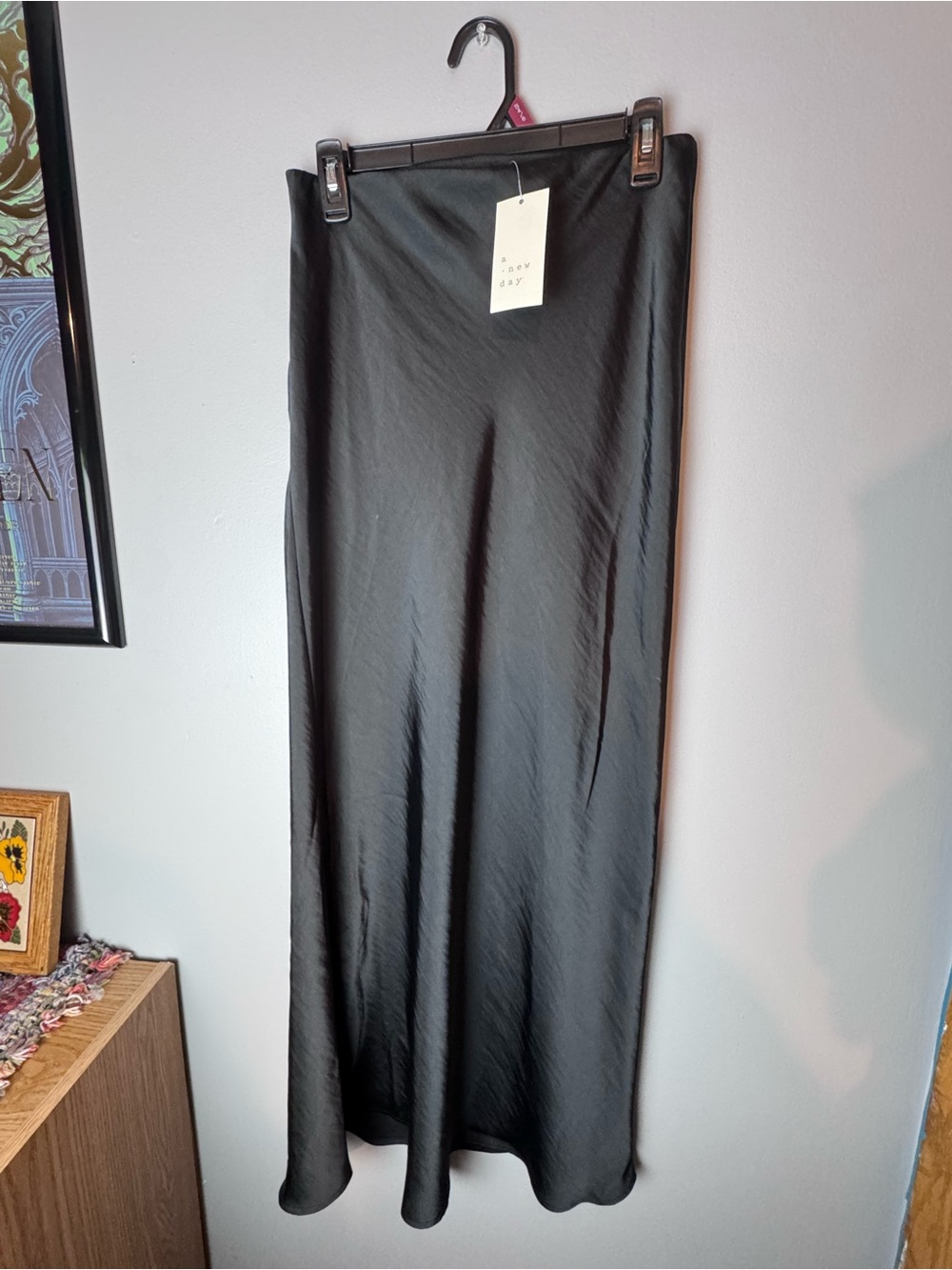 Black Satin Maxi Skirt